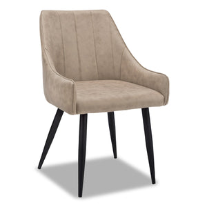 Eliot Dining Chair with Vegan-Leather Fabric, Metal - Taupe