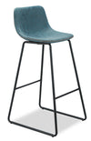 Coty Barstool with Vegan Leather Fabric, Metal - Blue