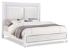 Ava Panel Bed with Headboard & Frame, LED, Glam, White - King Size