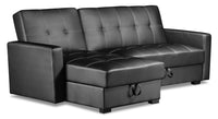 Weston 2-Piece Leather-Look Fabric Left-Facing Futon Sectional - Black 