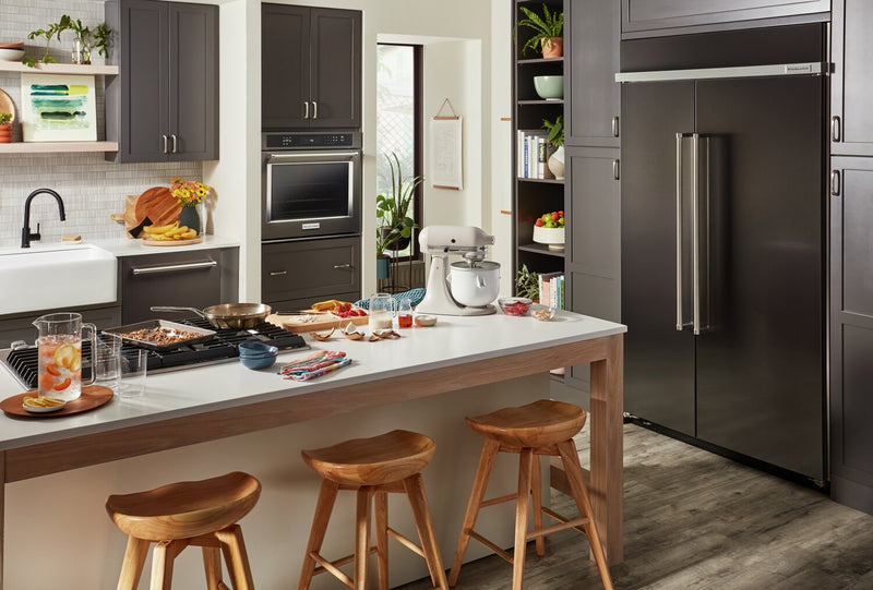 KitchenAid 42\" 25.5 Cu. Ft. Side-by-Side Refrigerator - Black Stainless Steel PrintShield™ - KBSN702MBS