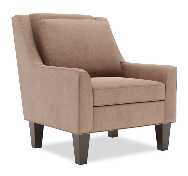 Made in Canada Sofa Lab Customizable Club 29\" Linen-Look Fabric Accent Chair with Wood Legs - Pax Wicker Brown