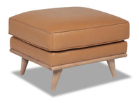 Vivia Top-Grain Genuine Leather Ottoman - Caramel 