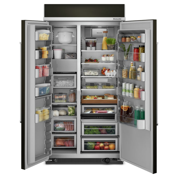 KitchenAid 42\" 25.5 Cu. Ft. Side-by-Side Refrigerator - Black Stainless Steel PrintShield™ - KBSN702MBS