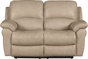 Kobe Genuine Leather Reclining Loveseat - Stone 