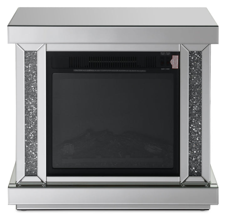Elsa 28.3\" Glam LED Electric Fireplace - Silver and Glass
