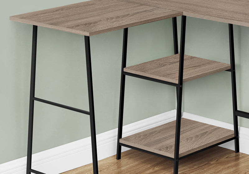 Keenan 47.25\" L-shaped Office Desk with open Shelves - Taupe