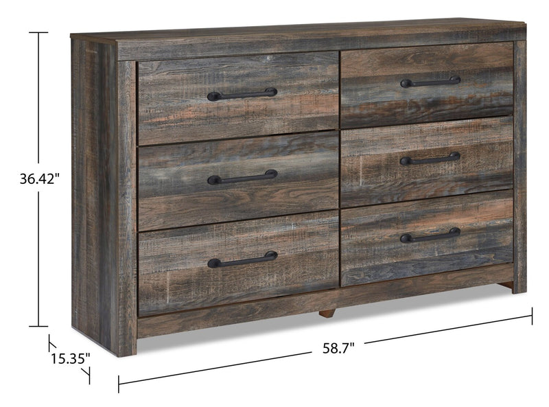 Abby 6pc Bedroom Set with Storage Bed, Dresser, Mirror & Nightstand, LED, USB, Brown - Full Size