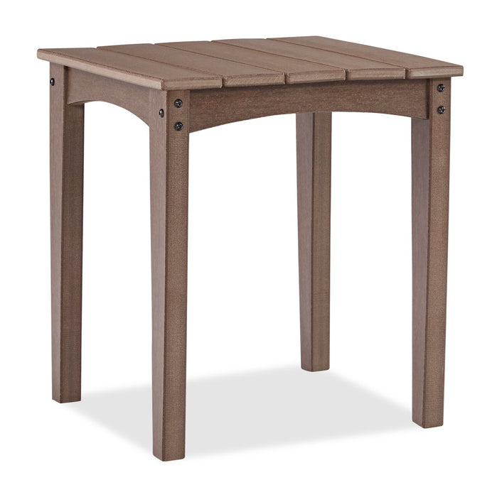 Nome Outdoor Patio End Table - 21.5\"W, High Density Plastic, UV & Weather Resistant - Brown