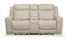 Prescott Genuine Leather Power Reclining Loveseat - Platinum