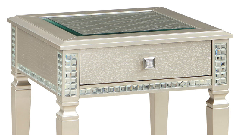 Tyra 24\" Glam End Table with Storage - Champagne  