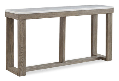 Corsa 64" Modern Sofa Table - Marble Top with Grey Brown Wood Base|Table de salon moderne Corsa de 64 po - dessus en marbre avec base en bois gris-brun