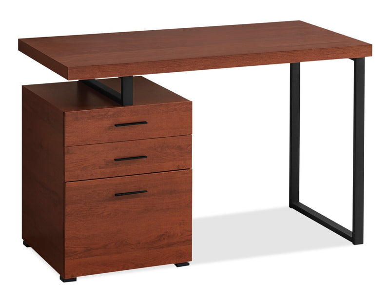 Clayton 47.25\" Reversible Office Desk with 3-Drawers - Cherry