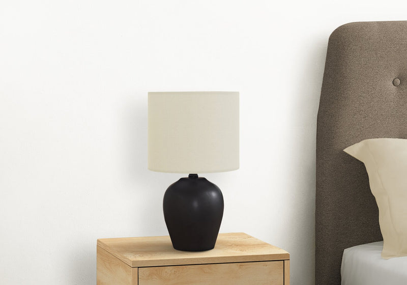 17\" Black Ceramic Drum Shade Table Lamp