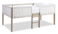 Ryan Loft Bed with Guardrail & Ladder for Kids, White & Natural - Twin Size 