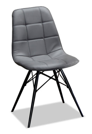 Gatsby Dining Chair with Vegan Leather Fabric, Metal - Grey