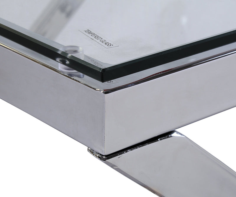 Nixon 47.25\" Modern Glass Top Coffee Table - Chrome with Metal Base