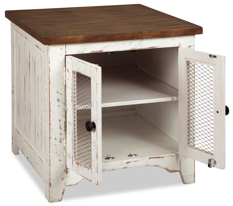 Benjy 24\" Rustic End Table with Storage - Two Tone Wood