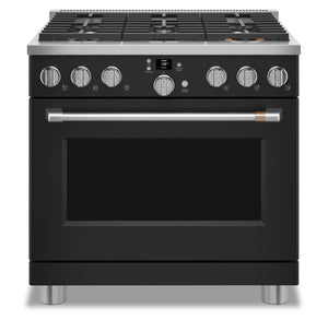 Cafe 6.2 Cu. Ft. Smart Gas Range with True European Convection and Self Clean Racks - Matte Black - CGY366P3TD1