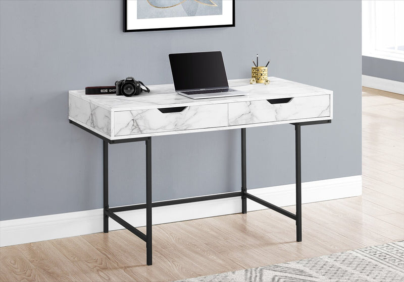 Butler 47.25\" Office Desk with 2-Drawers - White Marble Look