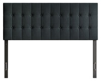 Ellis Upholstered Headboard in Charcoal Fabric, Button Tufted - Full Size 