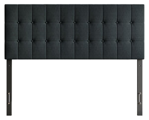 Ellis Upholstered Headboard in Charcoal Fabric, Button Tufted - Full Size