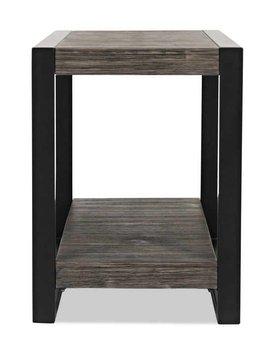 Apex 18\" Modern Chairside Table with Shelf - Grey with Black Metal Legs
