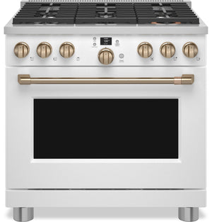 Cafe 5.7 Cu. Ft. Smart Dual Fuel Range with True European Convection and Self Clean Racks - Matte White - C2Y366P4TW2