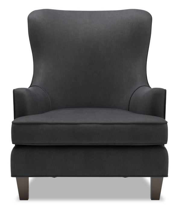 Made in Canada Sofa Lab Customizable Wingback 32\" Linen-Look Fabric Accent Chair - Pax Pepper Grey