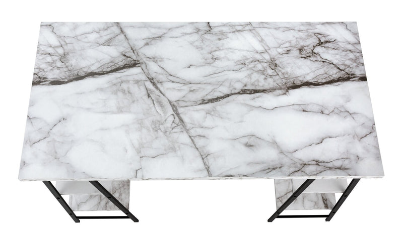 Jonnie 47.25\" Office Desk with Sawhorse-style Legs - White Marble-Look