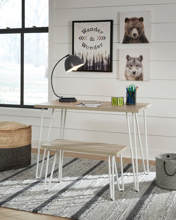 Liam Study Desk with Bench for Kids - White