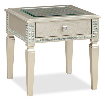 Tyra 24" Glam End Table with Storage - Champagne  |Table de bout somptueuse Tyra de 24 po avec rangement - champagne