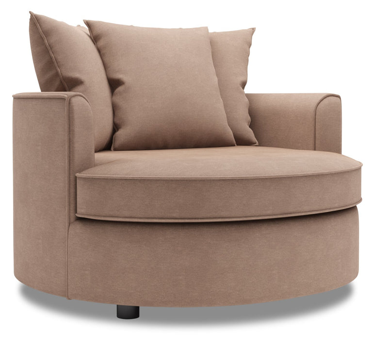Made in Canada Sofa Lab Customizable Cuddler 48\" Linen-Look Fabric Accent Chair - Pax Wicker Brown