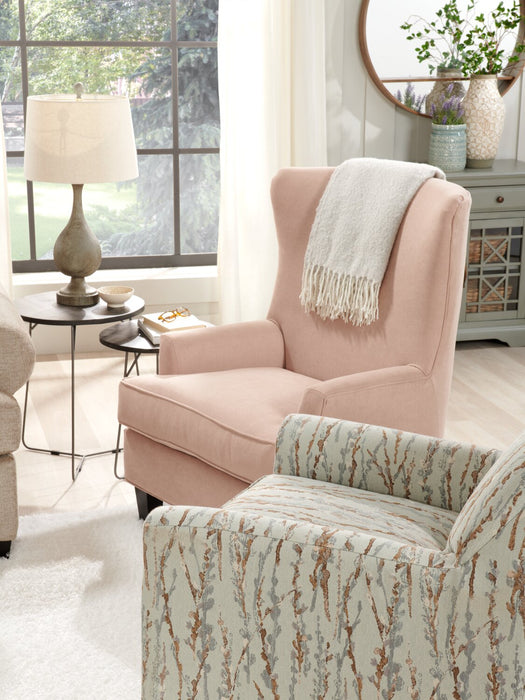 Made in Canada Sofa Lab Customizable Wingback 32\" Linen-Look Fabric Fabric Accent Chair - Pax Rose Pink