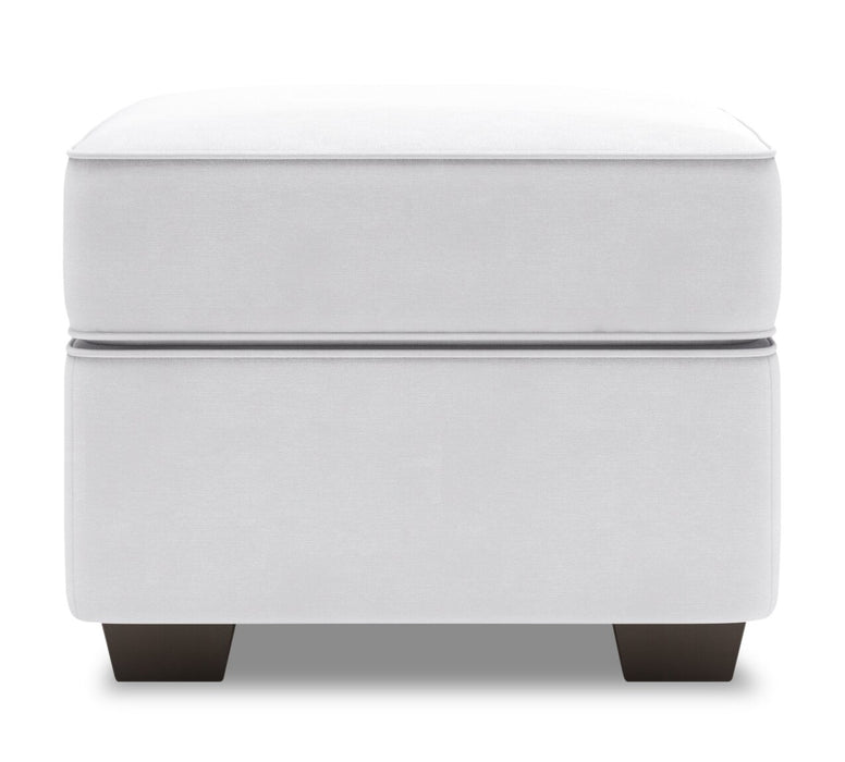 Made in Canada Customizable Sofa Lab Roll 24\" Linen-Look Fabric Ottoman - Pax Ice White