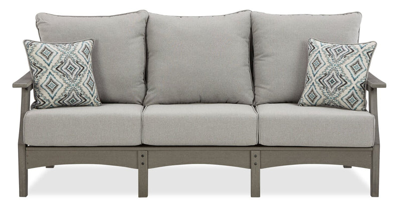 Cape Outdoor Patio Sofa - High Density Plastic & Nuvella Fabric, UV & Weather Resistant - Grey