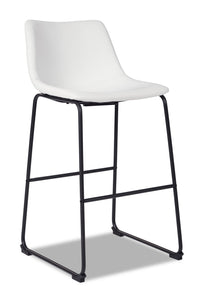 Cole Barstool with Vegan Leather Fabric, Metal - White 