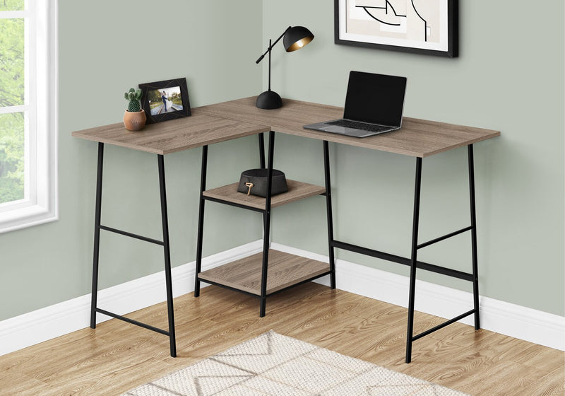 Keenan 47.25\" L-shaped Office Desk with open Shelves - Taupe
