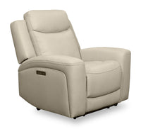 Prescott Genuine Leather Power Reclining Chair - Platinum 