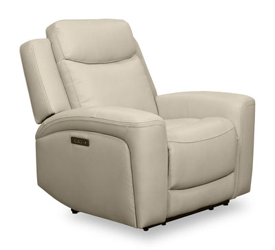 Scott Living Prescott 42.5" Genuine Leather Power Reclining Chair with Power Headrest - Platinum Grey | Fauteuil à inclinaison électrique Prescott de Scott Living de 42,5 po en cuir véritable avec appuie-tête électrique - gris platine