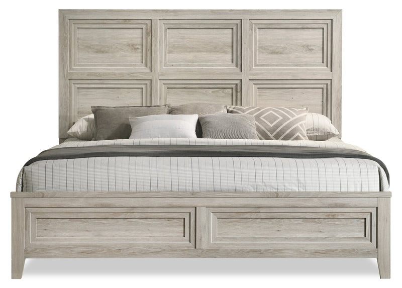 Lara 6pc Bedroom Set with Bed, Dresser, Mirror & Nightstand, Antique Grey - King Size