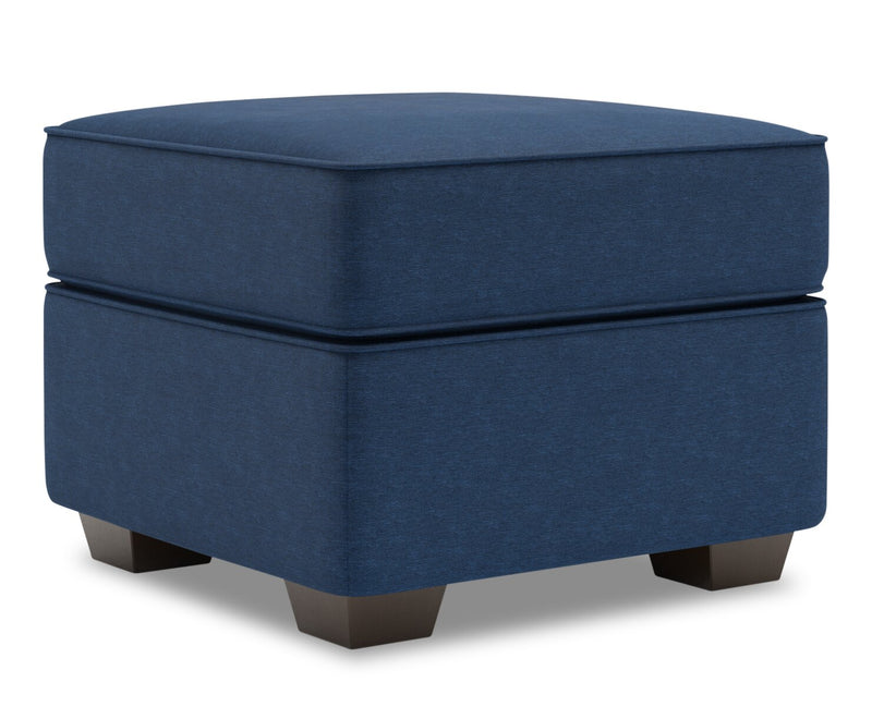 Made in Canada Customizable Sofa Lab Roll 24\" Linen-Look Fabric Ottoman - Pax Navy Blue