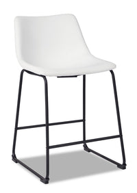 Cole Counter-Height Stool with Vegan Leather Fabric, Metal - White 