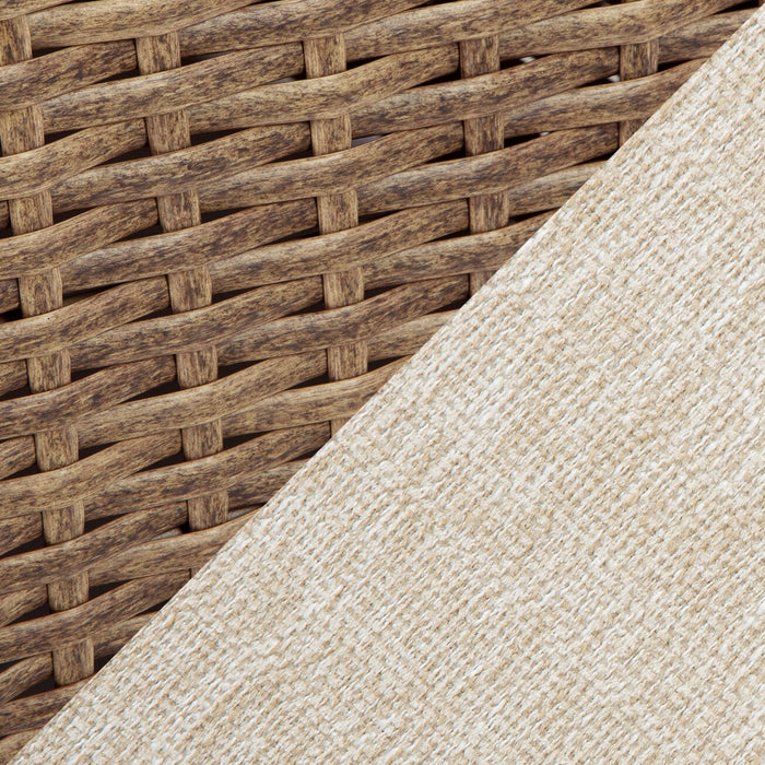 Cali Large Outdoor Patio Ottoman - Resin Wicker & Nuvella Fabric, UV & Weather Resistant - Brown/Beige