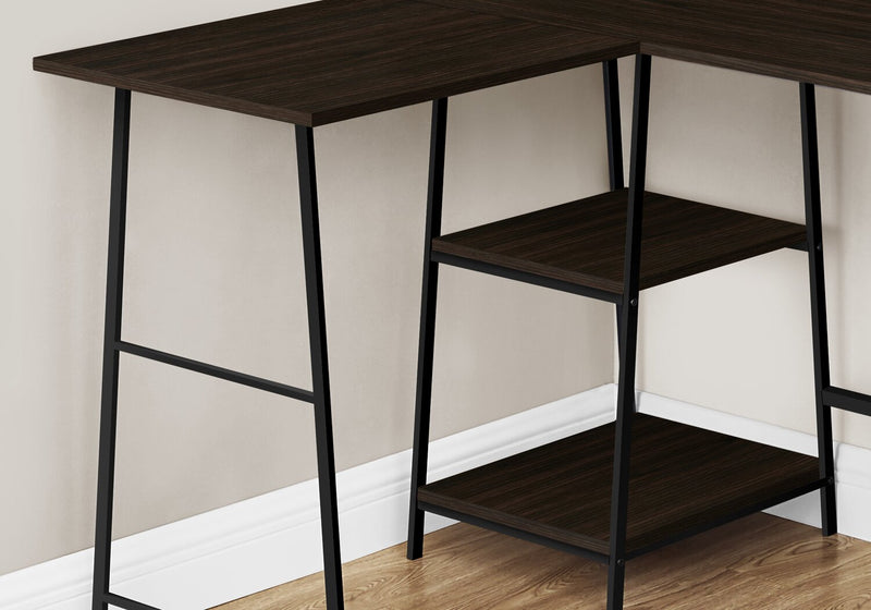 Evlin 42\" L-Shaped Office Desk with Shelves - Espresso