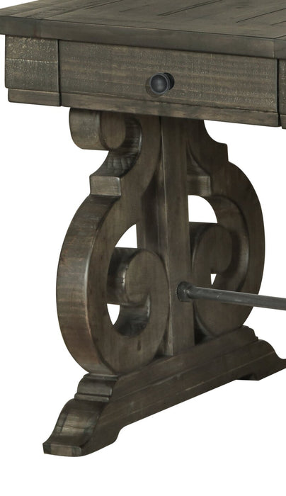 Bellamy 22\" Traditional End Table with Storage - Dark Brown Pine with Scroll Design Wood Base