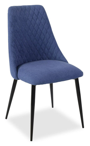 Miya Dining Chair with Polyester Fabric, Metal - Navy Blue
