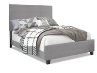 Avery Upholstered Bed in Grey Fabric with Nailhead Design - Full Size 