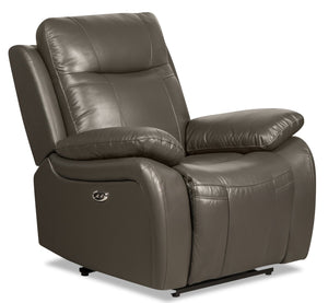 Kora Genuine Leather Power Recliner - Grey