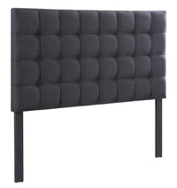 Dani Upholstered Adjustable Headboard in Grey Fabric, Tufted - Queen Size 